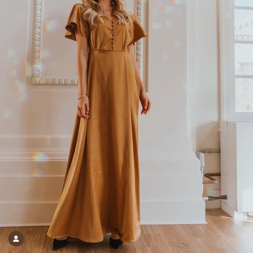 Ivy city silk gold maxi dress